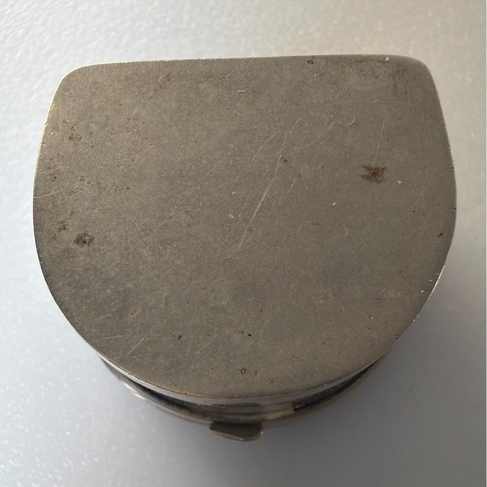 Lapis Lazuli Ring Pill Trinket Box Silver Metal Trim & Hinged Lid Pyrite Flecks - Picture 9 of 11
